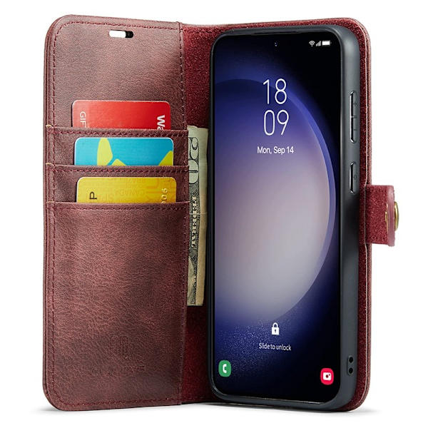 DG.MING Samsung Galaxy S23 FE Plånboksfodral i Röd Äkta läder