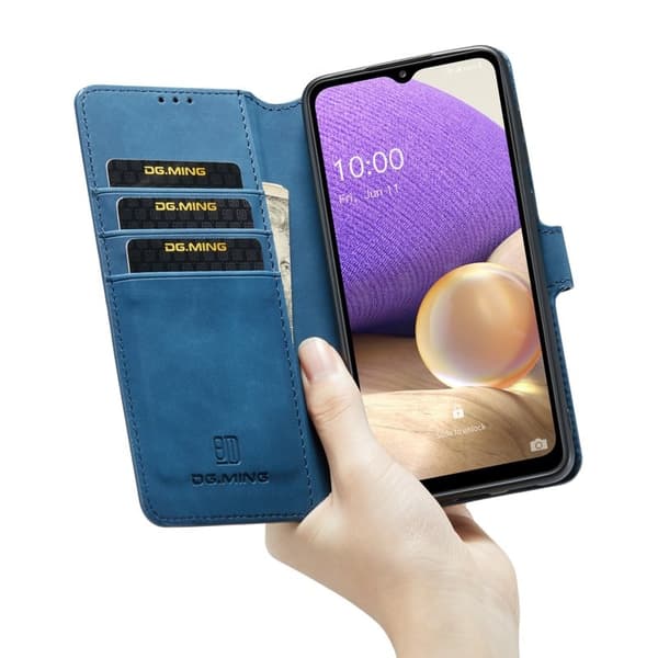 DG.MING Samsung Galaxy A33 5G Konstläder Plånboksfodral Retro Blå