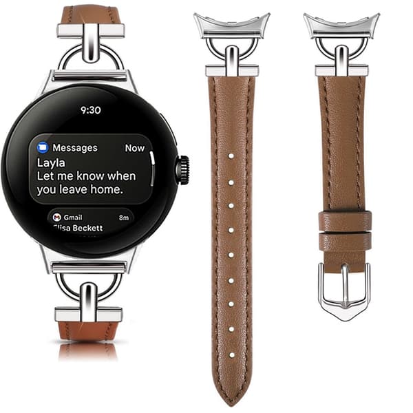 Google Pixel Watch 2/3 (41mm) Armband Äkta Cow Läder - Brun Brun