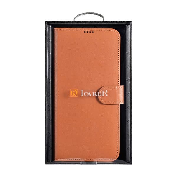 iCarer Haitang Ægte Læder Etui Galaxy S22 Plus - Brun Brown