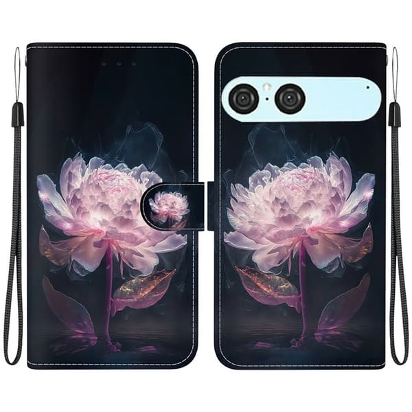 Sony Xperia 10 VII Konstläder Plånboksfodral Pattern Printing - Lila Peony Lila