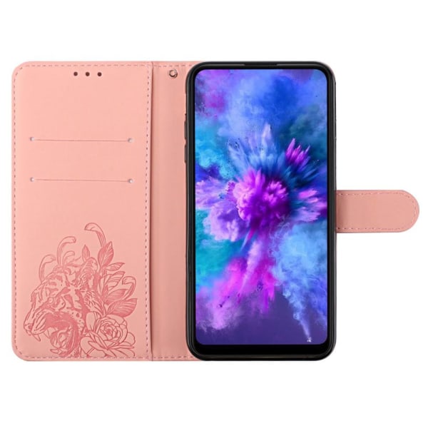 Tiger Flower Wallet Cover til Galaxy A22 4G - Pink Pink