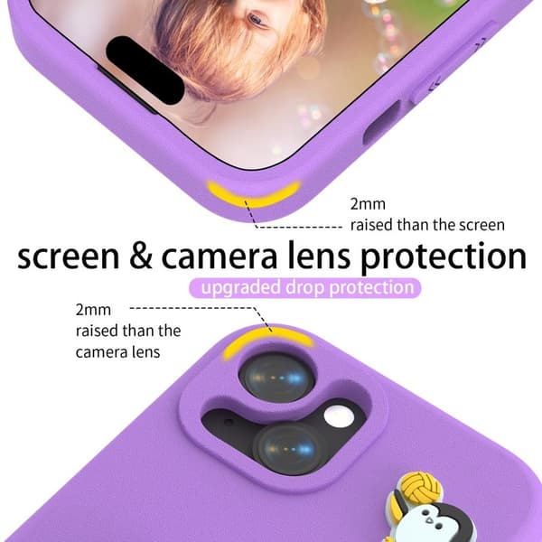 Penguin Mobilskal till iPhone 14/13 Kickstand Stöttålig EVA - Lila