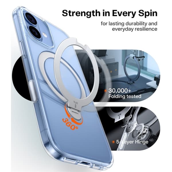 TORRAS Mobilskal till iPhone 17 MagSafe Rotating Kickstand - Clear - Transparent Transparent