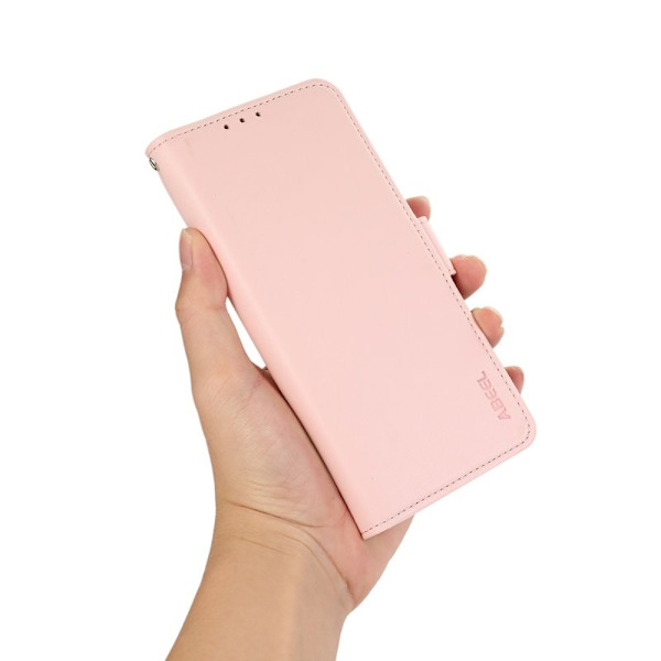 ABEEL iPhone 13 Pro Konstläder Plånboksfodral RFID-Skydd Drop-Proof Rosa