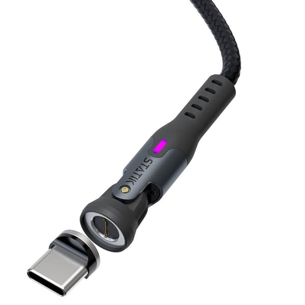STATIK Kabel 360 Pro Magnetisk Spets USB-C/Lightning/MicroUSB Svart 1m