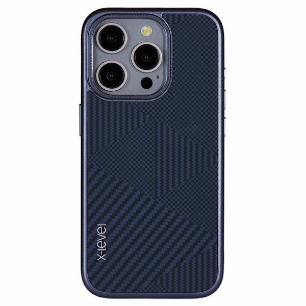 X-LEVEL Mobilskal till iPhone 16 Pro Max Hård PC Kolfiber Textur Blå