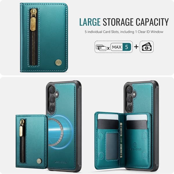 JEEHOOD Plånboksfodral för Samsung Galaxy S26 Plus Magnetiskt Konstläder - Blå