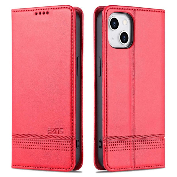 AZNS iPhone 14 Plus Plånboksfodral Konstläder - Röd