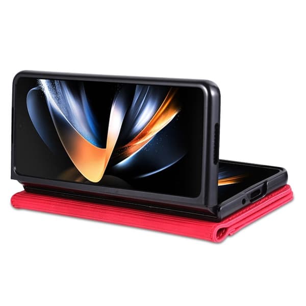 AZNS Samsung Galaxy Z Fold4 Plånboksfodral Konstläder - Röd