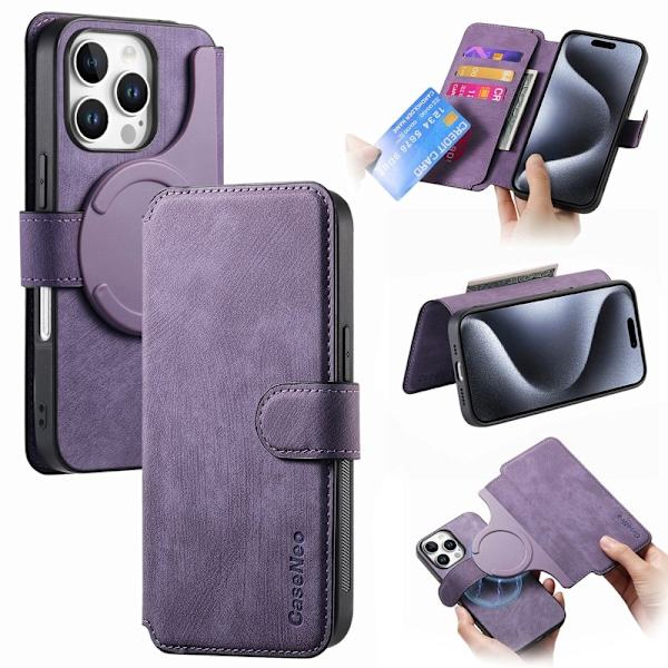 CASENEO iPhone 16 Pro Plånboksfodral Konstläder - Lila