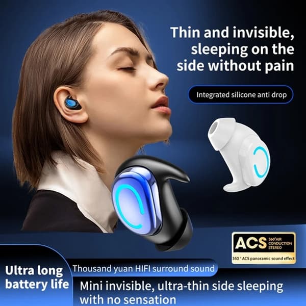 Singel Bluetooth In-Ear Trådlösa Hörlurar Noise Cancelling Svart
