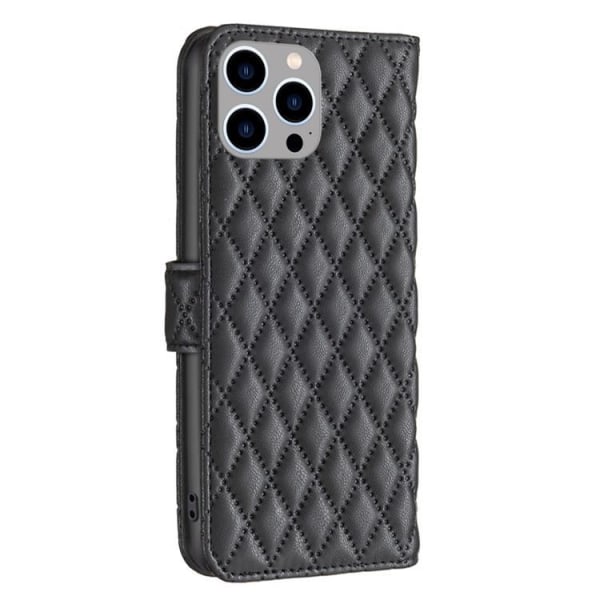 BINFEN iPhone 14 Pro Max Wallet Case Rhombus - musta