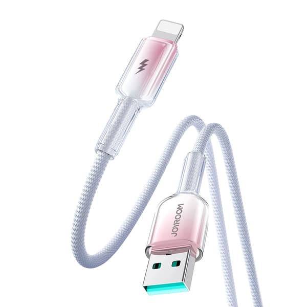 Joyroom S-A42 USB-A - Lightning 3A 1.2m Kabel Crystal-Clear Series - Vit Vit
