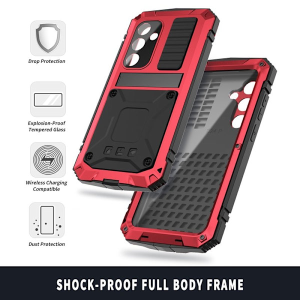 R-JUST Mobilskal till Galaxy S24 Kickstand Shockproof Röd