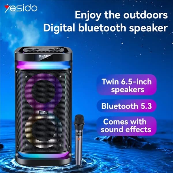 YESIDO Trådlös Högtalare Bluetooth YSW29 Utomhus - Microphone Svart