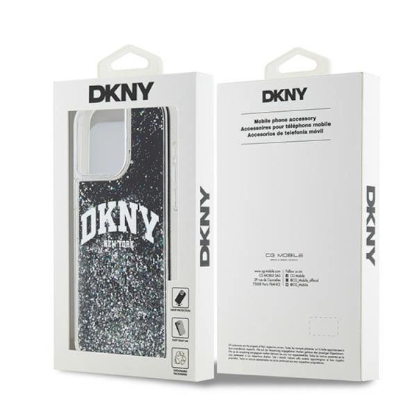 DKNY iPhone 14 Pro Max Mobilskal Liquid Glitter Big Logo - Svart Svart