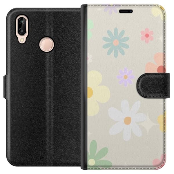 Plånboksfodral till Huawei P20 lite med fejdande blommor