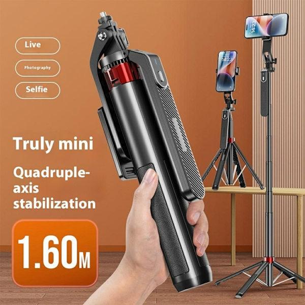 Bärbar Selfiestick Bluetooth med Enkel V1 Fill Light P185mini