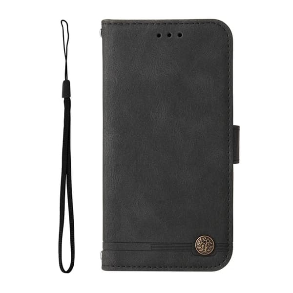 iPhone 17 Pro Max Plånboksfodral Skin Touch med Rem Svart