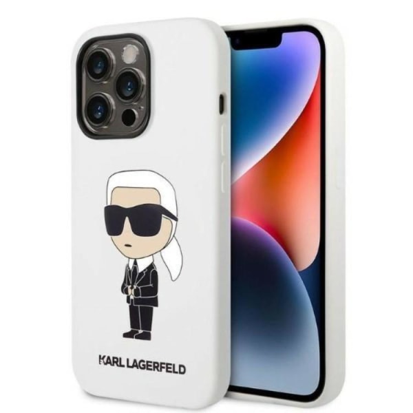 Karl Lagerfeld iPhone 14 Pro Cover Silikone Ikonik - Hvid