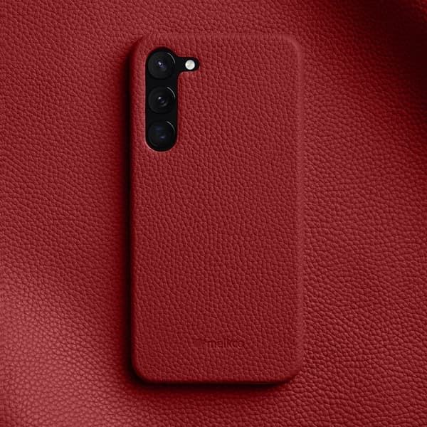 MELKCO Mobilskal till Samsung Galaxy S23 Plus Äkta Läder PC Röd