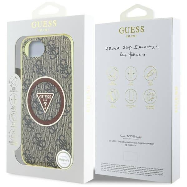 Guess Mobilskal till iPhone 16e Magsafe Metal Glitter - Brun Brun