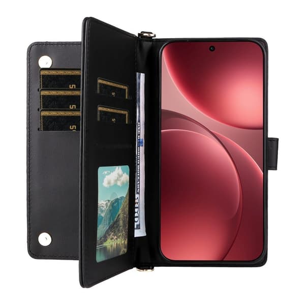 Oppo Find X9 Pro 5G Ställ Plånboksfodral Konstläder - Svart