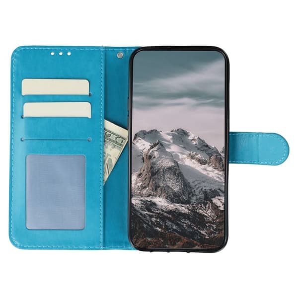 Samsung Galaxy S26 Plus Skal Konstläder Mandala Tryck - Blå