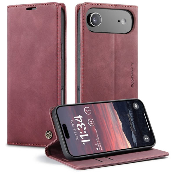 CASEME 013 iPhone Air Case Plånboksfodral Konstläder Röd
