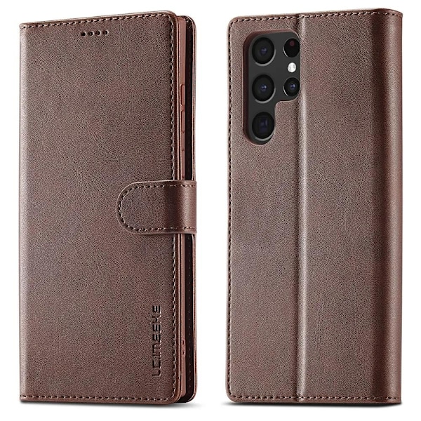 LC.IMEEKE Galaxy S22 Ultra Plånboksfodral - Mörkbrun