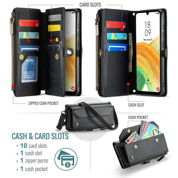 CASEME Plånboksfodral Konstläder för Samsung Galaxy A33 5G - Svart