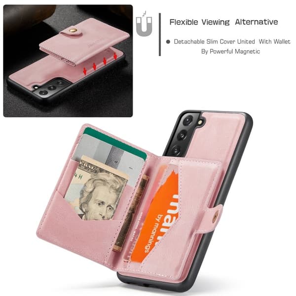JEEHOOD Wallet Mobilskal för Samsung Galaxy S22+ 5G - Roséguld
