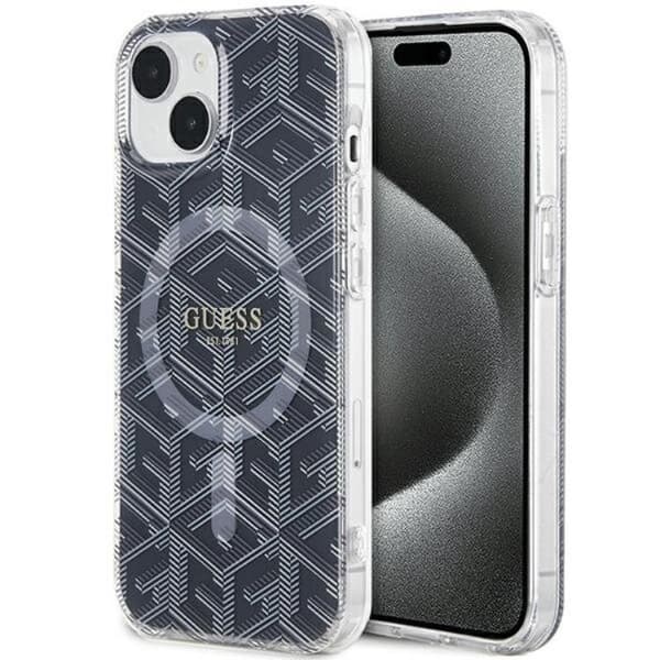 Guess iPhone 15/14/13 Mobilskal Magsafe IML GCube - Sort Black