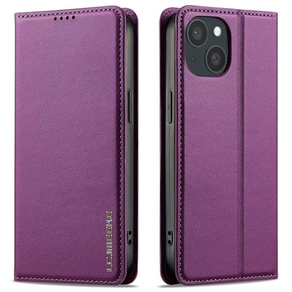 LC.IMEEKE L1 Series iPhone 15 Plus Plånboksfodral Konstläder - Lila
