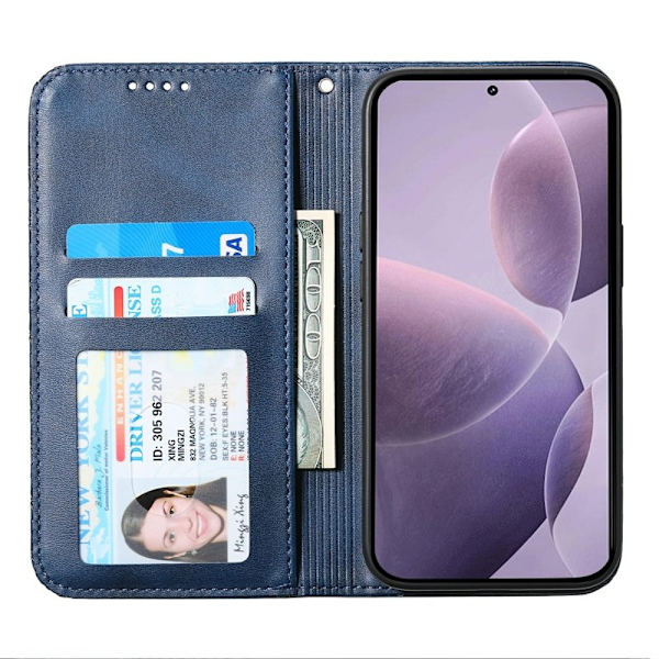 Xiaomi 17 Plånboksfodral Konstläder med Handrem - Blå