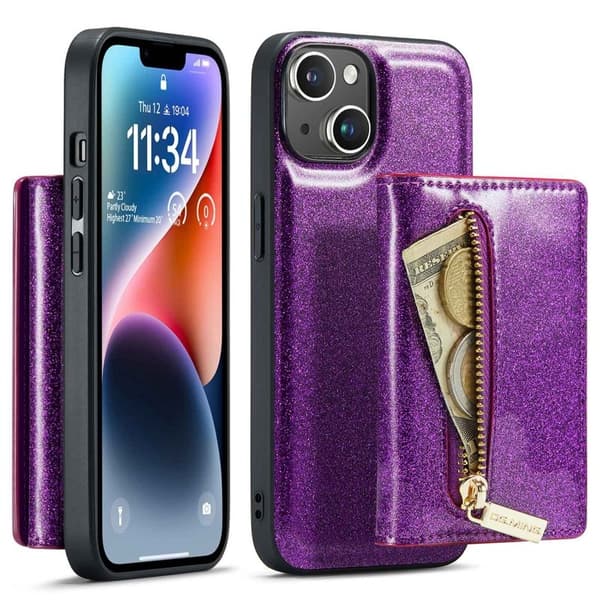 DG.MING M3 Series Mobilskal till iPhone 14 Plus 2-i-1 Glittrig Lila