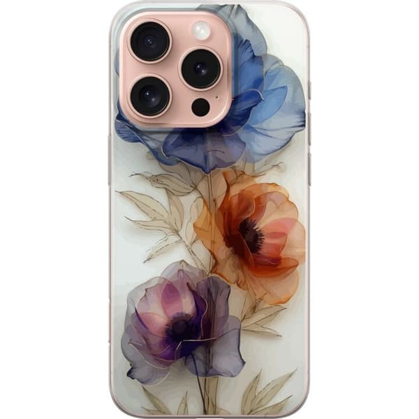 Taske til Apple iPhone 16 Pro med silkeblomster