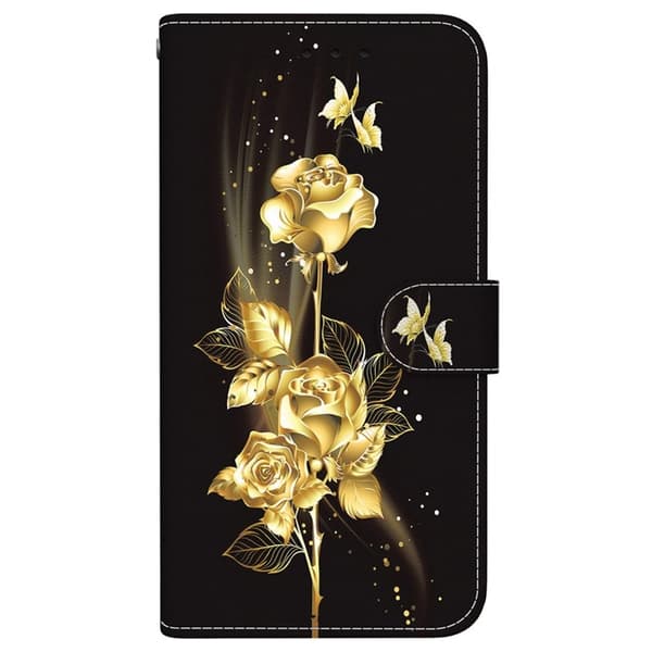 Samsung Galaxy S26 Plånboksfodral Anti-Drop Mönstertryck Konstläder - Guld