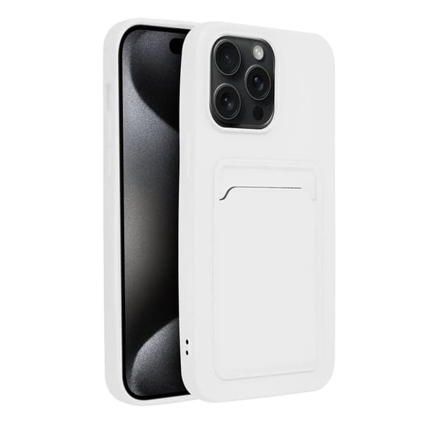 Mobilskal till iPhone 15 Pro Max Korthållare - Vit Vit