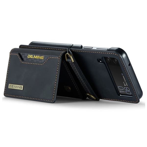 DG.MING Samsung Galaxy Z Flip3 5G Konstläder Plånboksfodral Svart