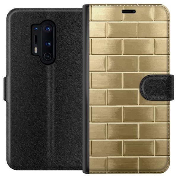 Plånboksfodral till OnePlus 8 Pro med Gyllene Murstenar