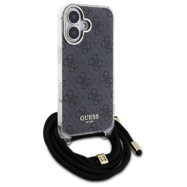 Guess telefonetui til iPhone 16 Crossbody Cord 4G Print Black