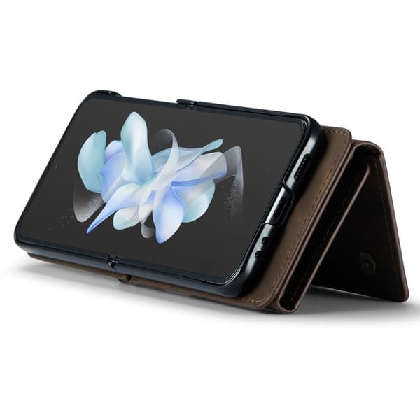 DG.MING Konstläder Plånboksfodral för Samsung Galaxy Z Flip3 5G - Brun