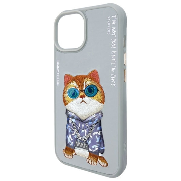Nimmy Mobilskal till iPhone 15 Glasses Cool Cat - Grå Grå