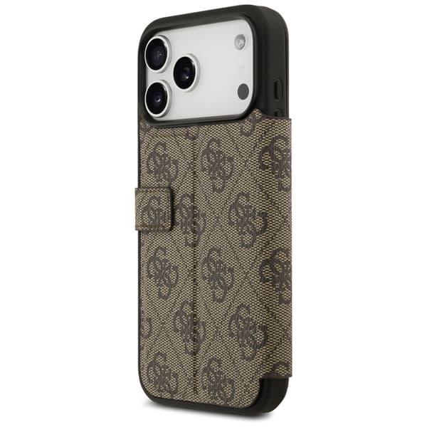 Guess iPhone 17 Pro Plånboksfodral Metal Logo - Brun Brun