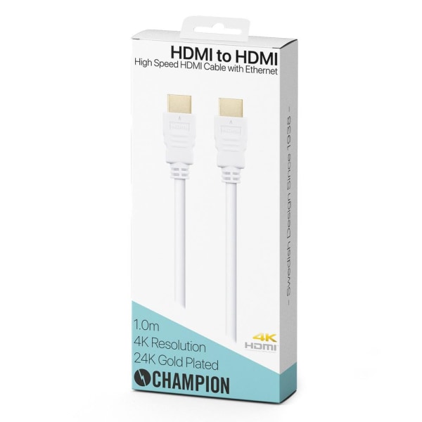 Champion HDMI kabel Ha-Ha Vit 1,0m White