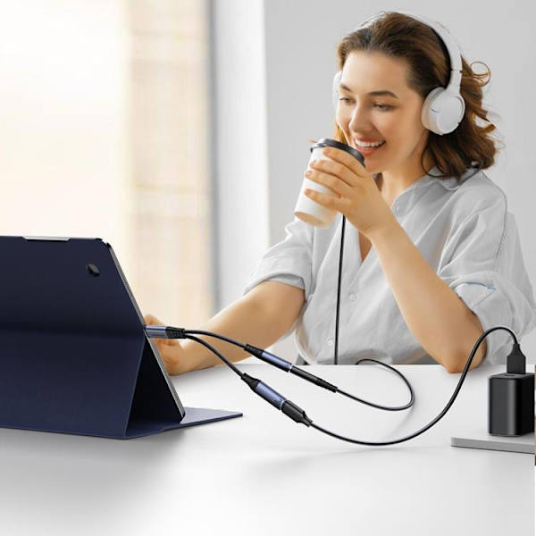 Joyroom 2in1 DAC Adapter USB-C/USB-C/3,5 mm Mini Jack Sort Black