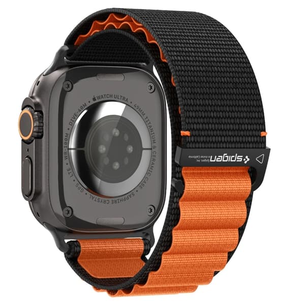 Spigen Apple Watch (44/45/46/49mm) Armbånd WBF1 - Sort/Orange Orange