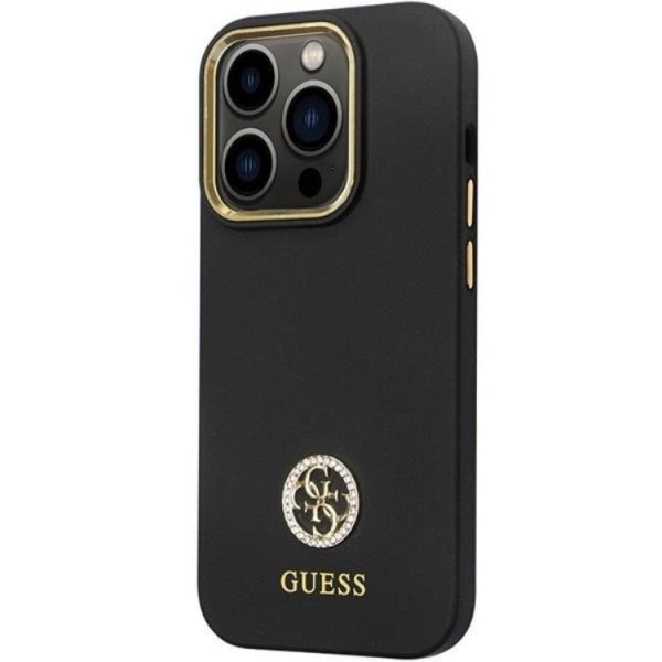 Guess iPhone 13 Pro Max Mobilcover Silikone Logo Strass 4G - Sort